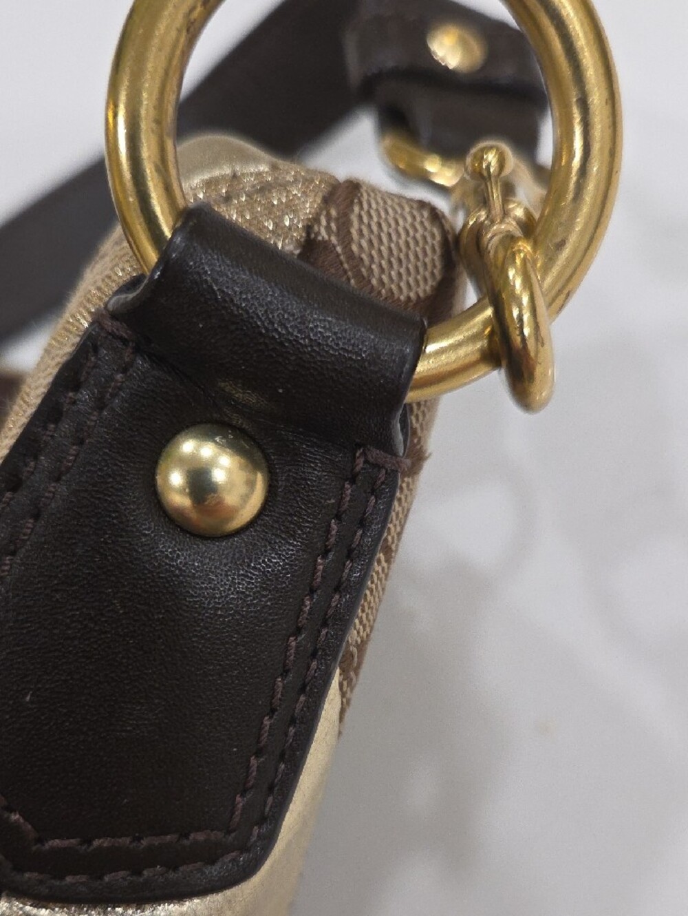 Rare Coach Patchwork Crossbody in Brown, Tan & Gold Metallic - Picture 5 of 7